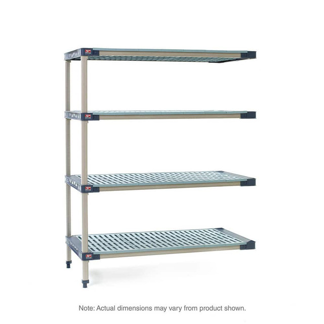 Metro MF-243074G-A-4 Plastic Shelving; Shelving Type: Add-on ; Shelf Style: Ventilated ; Shelf Type: Adjustable ; Shelf Capacity: 2000lb ; Overall Height: 74.1875in ; Overall Width: 30