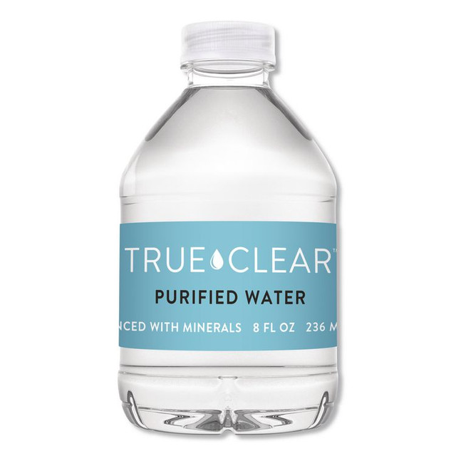TRUE CLEAR 8OZ24CT Purified Bottled Water, 8 oz Bottle, 24 Bottles/Carton