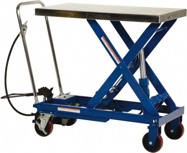 Vestil AIR-1750 Mobile Air Lift Table: 1,750 lb Capacity, 14-1/4" Lift Height, 39-1/2" Lift Height, 20 x 39-1/2" Platform