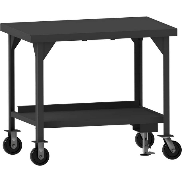 Durham HDWBMFL-3072-6P Mobile Work Benches; Type: Heavy-Duty Mobile Workbench with Floor Lock ; Bench Type: Heavy-Duty Mobile Workbench ; Edge Type: Square ; Depth (Inch): 30 ; Leg Style: Fixed ; Load Capacity (Lb. - 3 Decimals): 3600.000