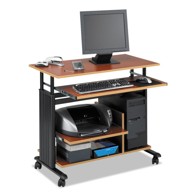 SAFCO PRODUCTS 1927CY Muv 28" Adjustable-Height Mini-Tower Computer Desk, 35.5" x 22" x 29" to 34", Cherry/Black