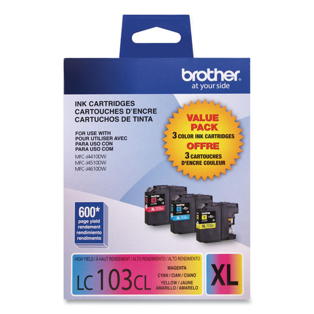 BROTHER INTL. CORP. LC1033PKS LC1033PKS Innobella High-Yield Ink, 600 Page-Yield, Cyan/Magenta/Yellow
