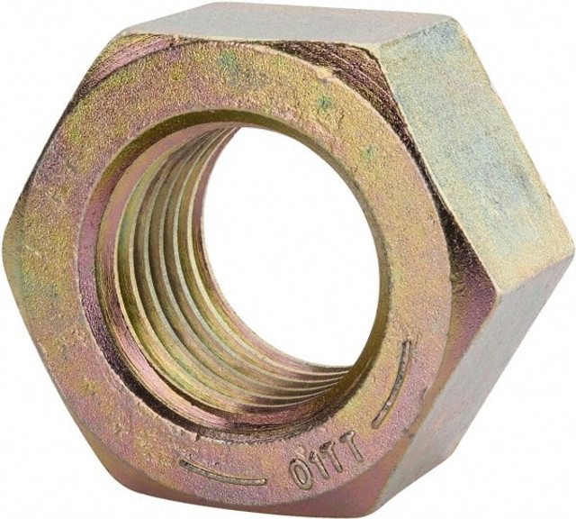 Value Collection 306074BR Hex Nut: 2 - 4-1/2, Grade 8 Steel, Zinc Yellow Dichromate Finish