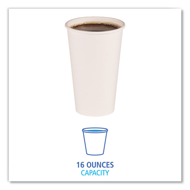 BOARDWALK WHT16HCUP Paper Hot Cups, 16 oz, White, 50/Sleeve, 20 Sleeves/Carton
