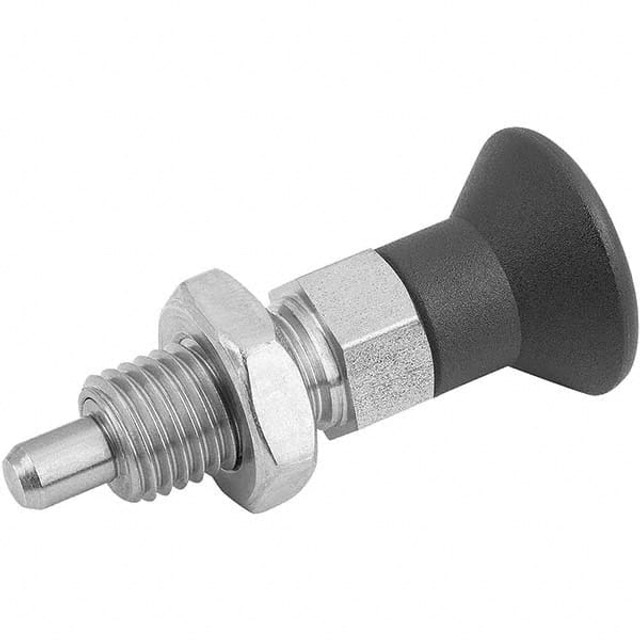 KIPP K0630.212903 M6x0.75, 10mm Thread Length, 3mm Plunger Diam, Locking Pin Knob Handle Indexing Plunger