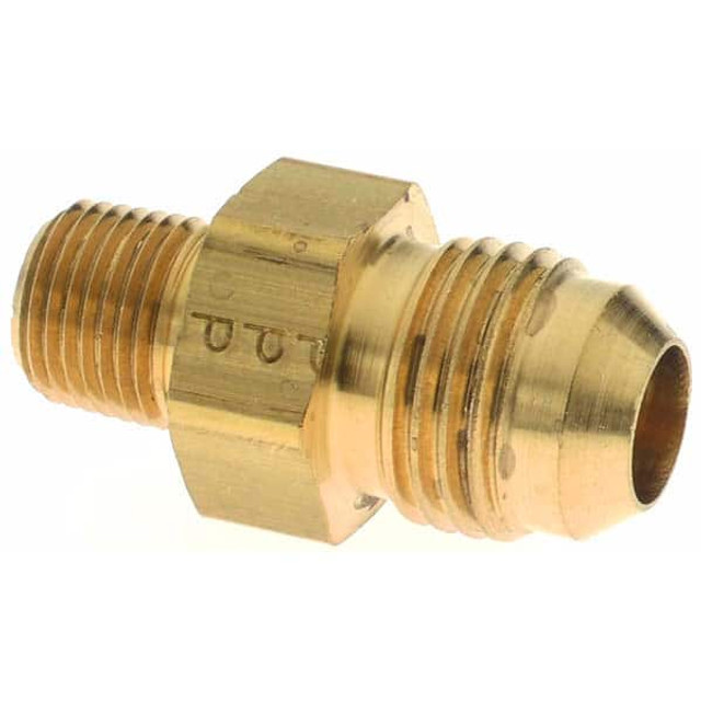 Parker PT-00258 Brass Flared Tube Male Adapter: 3/8" Tube OD, 1/8-27 Thread, 37 ° Flared Angle