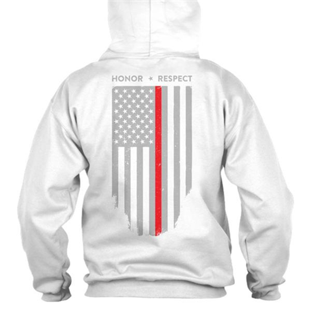 Thin Blue Line TRL-H-WHITE-L Hoodie - Thin Red Line American Flag Honor & Respect