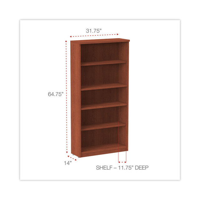 ALERA VA63-6632MC Alera Valencia Series Bookcase, Five-Shelf, 31.75w x 14d x 64.75h, Medium Cherry