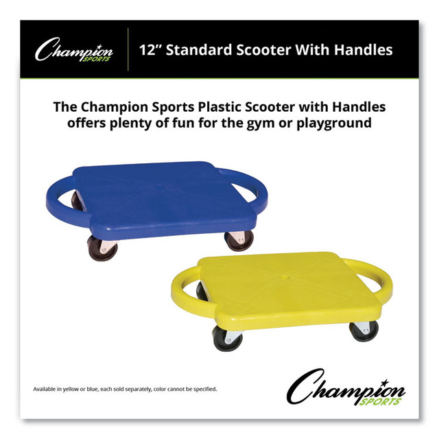 CHAMPION SPORT Sports PGH12 Scooter with Handles, Blue/Yellow, 4 Rubber Swivel Casters, Plastic, 12 x 12