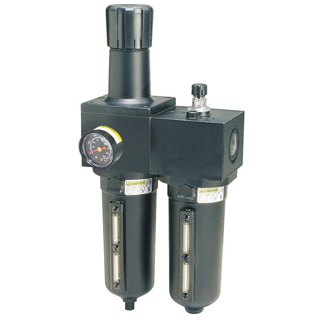 Parker P3NCA98SGMNGLNB FRL Combination Unit: 1 NPT, Heavy-Duty, 2 Pc Filter/Regulator-Lubricator with Pressure Gauge