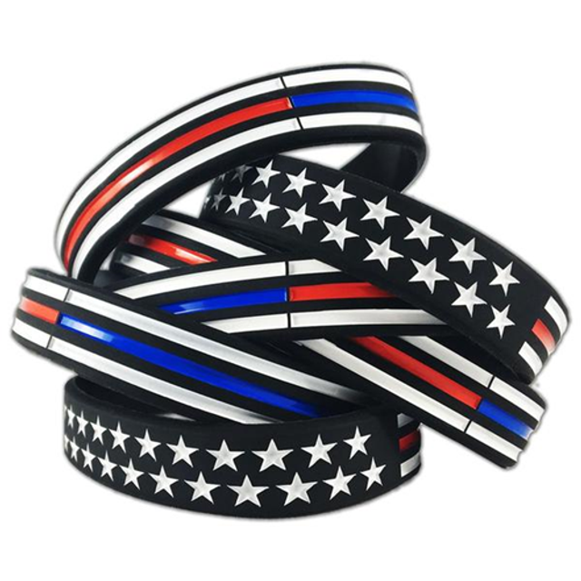 Thin Blue Line TRBL-AM-BR-9 Thin Red/Blue Line American Flag Bracelet Thin Blue Line TRBL-AM-BR-9 Thin Red/Blue Line American Flag Bracelet