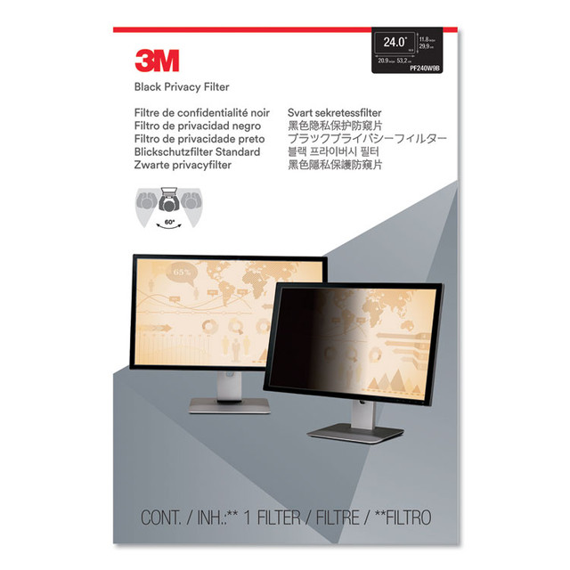 3M/COMMERCIAL TAPE DIV. PF240W9B Frameless Blackout Privacy Filter for 24" Widescreen Flat Panel Monitor, 16:9 Aspect Ratio