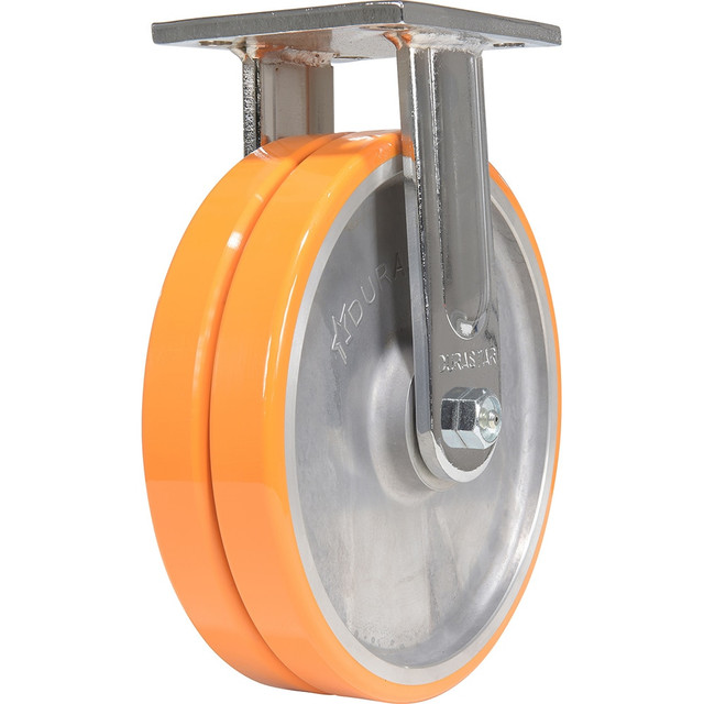 Vestil CST-FXE-8X2DSI- Standard Casters; Mount: With Holes; Bearing Type: Ball; Wheel Diameter (Inch): 8; Wheel Width (Inch): 2; Load Capacity (Lb. - 3 Decimals): 2000.000; Wheel Material: Polyurethane; Wheel Color: Orange; Overall Height (Inch): 9-1