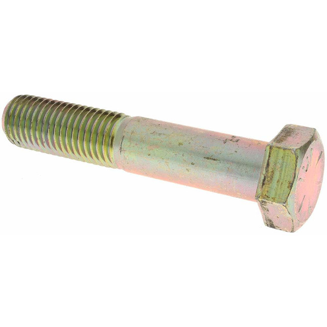 MSC 39236 Hex Head Cap Screw: 1-1/8 - 7 x 6", Grade 8 Steel, Zinc Yellow Dichromate Finish