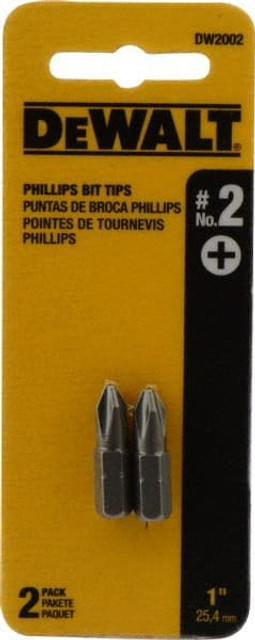 DeWALT DW2002 Phillips Screwdriver Insert Bit: #2 Point, 1/4" Drive, 1" OAL