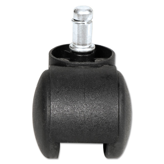ALERA CASTERHT1 Dual Wheel Hooded Casters, Grip Ring Type B Stem, 1.5" Hard Nylon Wheel, Matte Black, 5/Set
