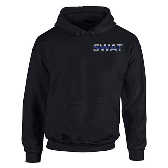 Thin Blue Line MEN-H-SWAT-BLACK-MEDIUM Men's Hoodie - SWAT Thin Blue Line