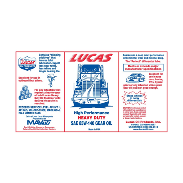Lucas Oil 10061 Plus Heavy Duty 85W-140 Gear Oil