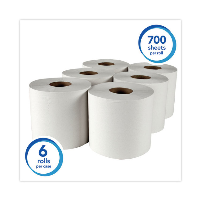 KIMBERLY CLARK Scott® 01032 Essential Roll Center-Pull Towels, 1-Ply, 8 x 12, White, 700/Roll, 6 Rolls/Carton