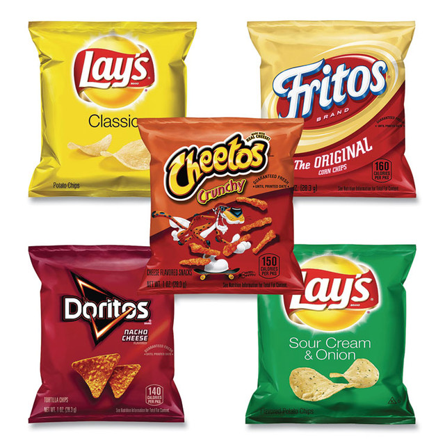 FRITO-LAY, INC. 22000403 Potato Chips Bags Variety Pack, Assorted Flavors, 1 oz Bag, 50 Bags/Carton