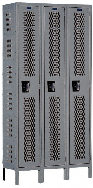 Hallowell U3588-1HDV-HG 3-Wide Locker: 15" Wide, 17" Deep, 78" High, Padlock