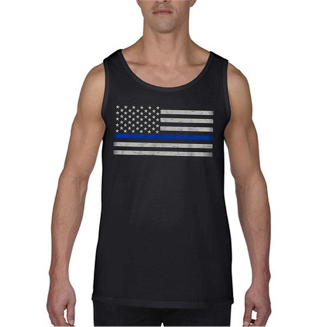 Thin Blue Line MEN-TANK-TBL-BIG-LOGO-BLACK-SMALL MEN's - Tank Classic Thin BLUE Line