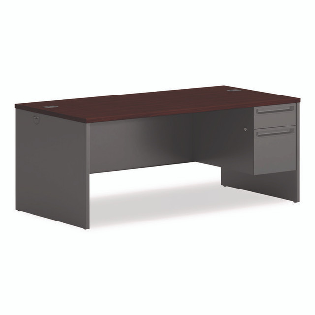 HON COMPANY 38293RNS 38000 Series Right Pedestal Desk, 72" x 36" x 29.5", Mahogany/Charcoal