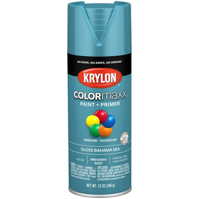 Krylon K05501007 Spray Paints; Product Type: Acrylic Enamel ; Type: Acrylic Enamel Spray Paint ; Color: Bahama Sea ; Finish: Gloss ; Color Family: Blue ; Container Size (oz.): 12.000