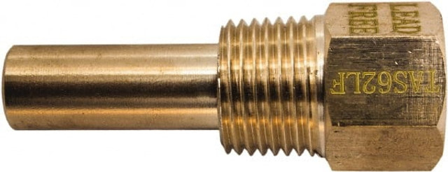 Winters TAS62LF 2-1/2 Inch Overall Length, 1/2 Inch Thread, Brass Thermowell