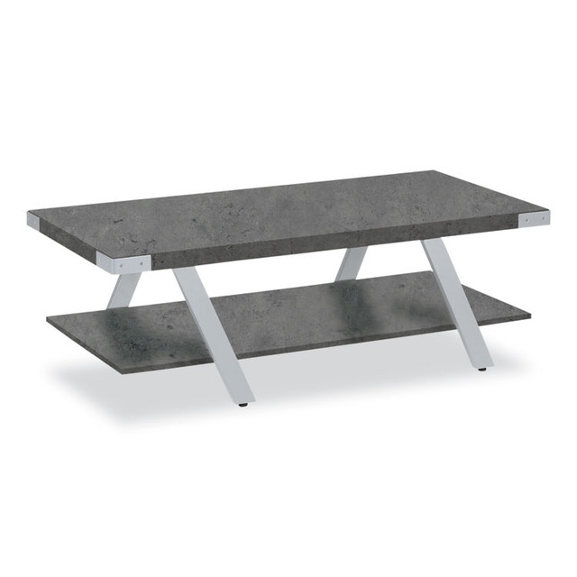 SAFCO PRODUCTS MRCFTSGY Coffee Table, Rectangular. 48 x 23.75 x 16, Stone Gray Top, Silver Base