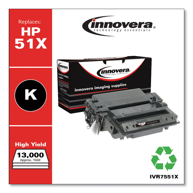 INNOVERA 7551X Remanufactured Black High-Yield Toner, Replacement for 51X (Q7551X), 13,000 Page-Yield