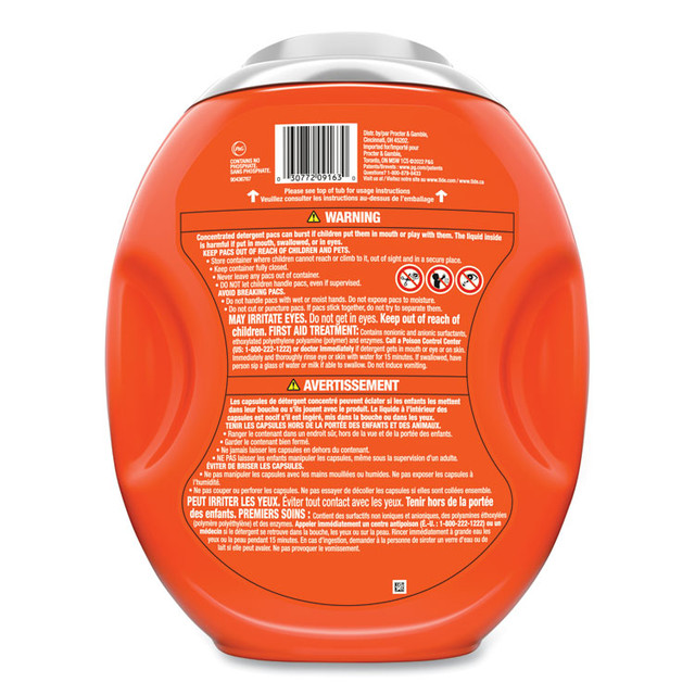 PROCTER & GAMBLE Tide® 09163 Hygienic Clean Heavy 10x Duty Power Pods, HE Compatible, Original Scent, 76 oz Tub, 45 Pods, 4/Carton