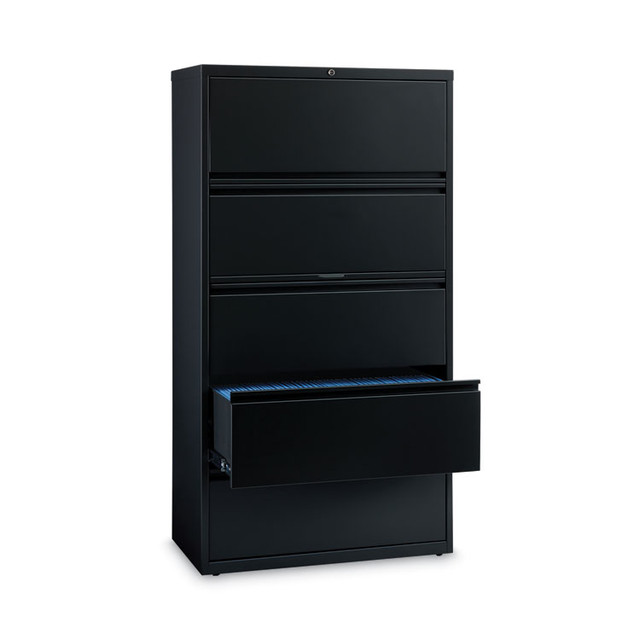 HIRSH INDUSTRIES SPACE SOLUTIONS 14992 Lateral File Cabinet, 5 Letter/Legal/A4-Size File Drawers, Black, 36 x 18.62 x 67.62