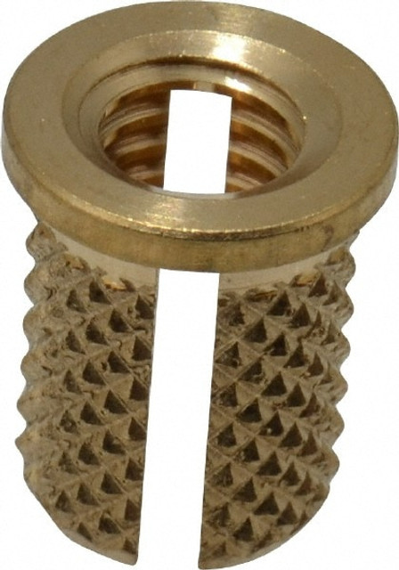 E-Z LOK 260-332-BR #10-32 UNF Brass Flanged Press Fit Threaded Insert for Plastic