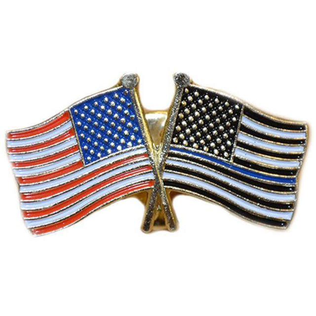 Thin Blue Line AM-TBLAM Thin Blue Line American Flag and American Flag Pin