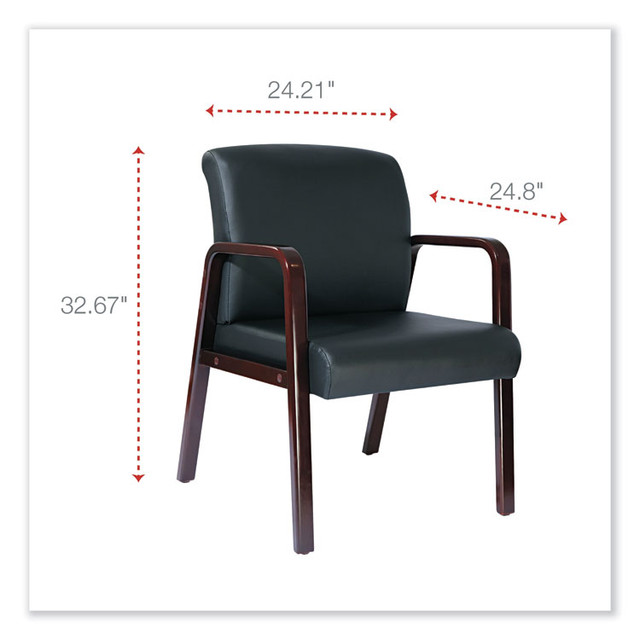 ALERA RL4319M Alera Reception Lounge WL Series Guest Chair, 24.21" x 24.8" x 32.67", Black Seat, Black Back, Mahogany Base