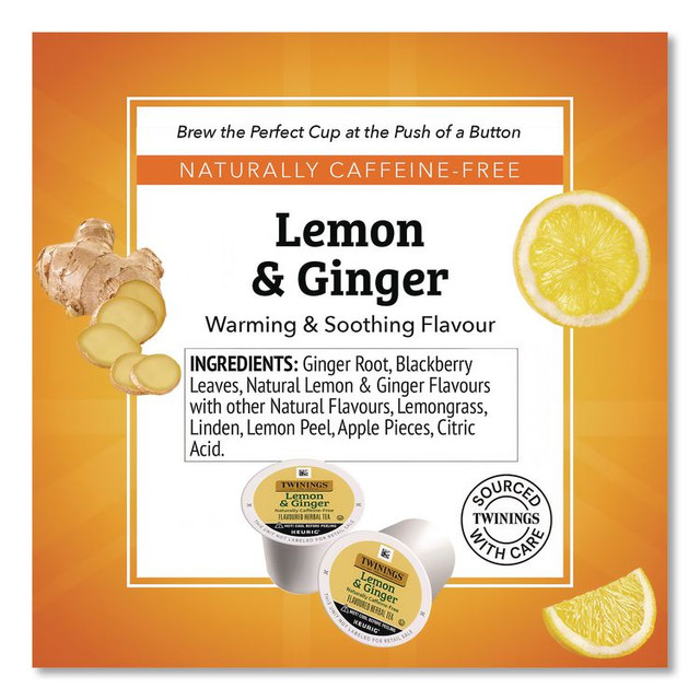 TWININGS NORTH AMERICA INC 89556 Tea K-Cups, Lemon Ginger, 0.11 oz K-Cups, 24/Box