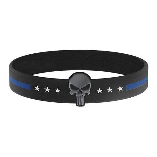 Thin Blue Line BR-SKULL-TBL-9 Bracelet - 9 inch - Thin Blue Line