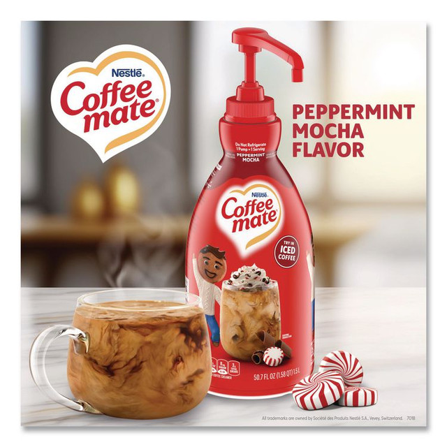 NESTLE Coffee mate® 29600 Liquid Coffee Creamer, Peppermint Mocha, 1.5 L Pump Bottle