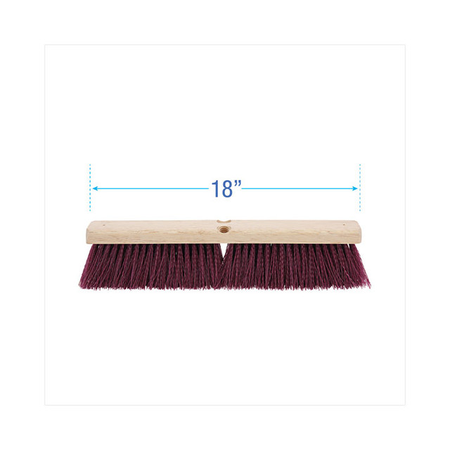 BOARDWALK 20318 Floor Brush Head, 3" Maroon Heavy-Duty Polypropylene Bristles, 18" Brush
