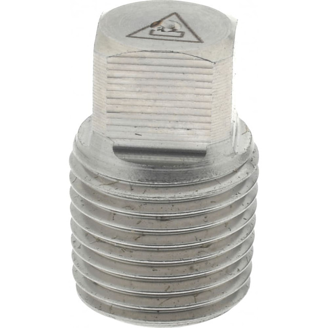 Merit Brass 3417DA-02 Pipe Square Head Plug: 1/8" Fitting, 304 & 304L Stainless Steel