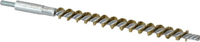 Schaefer Brush 93604 Double Stem/Single Spiral Tube Brush: 3/8" Dia, 6-1/4" OAL, Brass Bristles