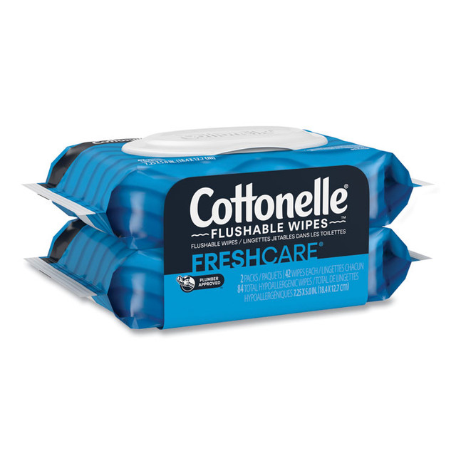 KIMBERLY CLARK Cottonelle® 35970 Fresh Care Flushable Cleansing Cloths, 1-Ply, 3.73 x 5.5, White, 84/Pack