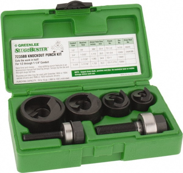 Greenlee 7235BB 11 Piece, 1" Punch Hole Diam, Manual Knockout Set