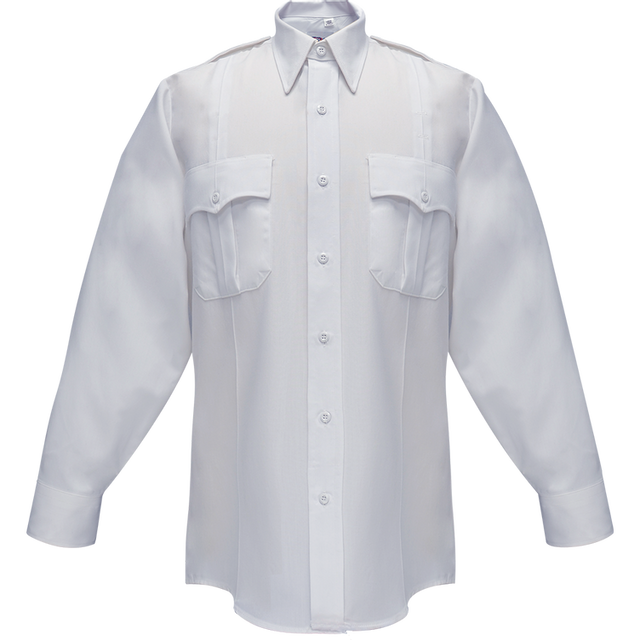 Flying Cross 35W54 00 18.0 36/37 Duro Poplin Long Sleeve Shirt w/ Sewn-In Creases