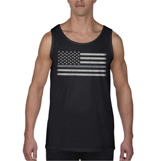 Thin Blue Line MEN-TANK-CLASSIC-SILVER-BLACK-SMALL MEN's - Tank Classic Thin SILVER Line