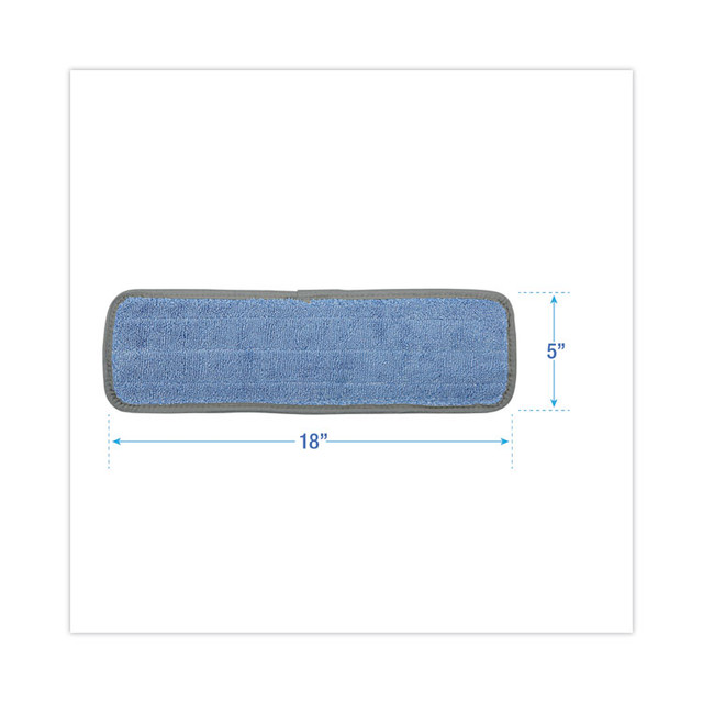 BOARDWALK MFM185B-CFDZ Microfiber Mop Head, Blue, 18 x 5, Split Microfiber, Hook and Loop Back, Dozen