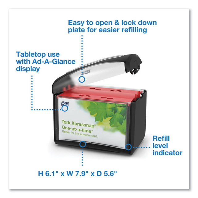 SCA TISSUE Tork® 6232100 Xpressnap Tabletop Napkin Dispenser, 7.9 x 5.6 x 7.9, Black