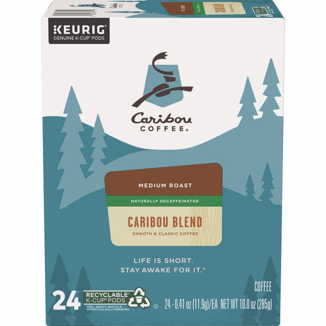 KEURIG DR PEPPER Caribou Coffee® 6995 Caribou Blend Decaf Coffee K-Cups, 24/Box