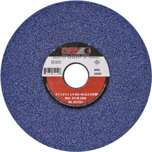 CGW Abrasives 34250 Surface Grinding Wheel: 7" Dia, 1/2" Thick, 1-1/4" Hole, 46 Grit, H Hardness